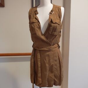 Free People Utility Wrap Dress in Caramel Brown